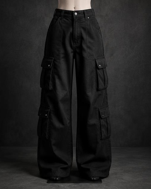 Wide Cargo Pant (Black)
