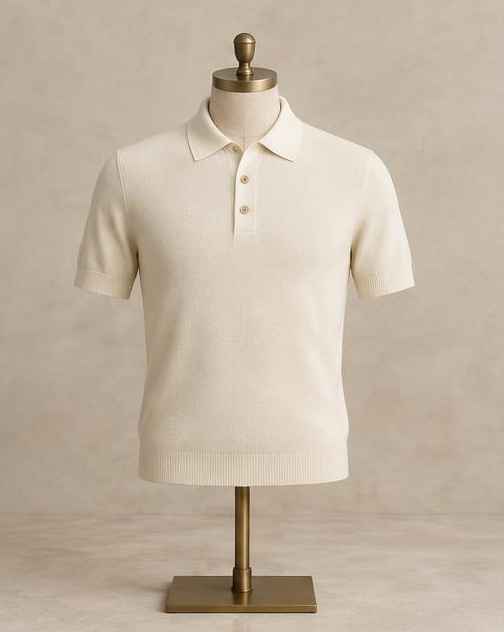 Ivory Knit Polo